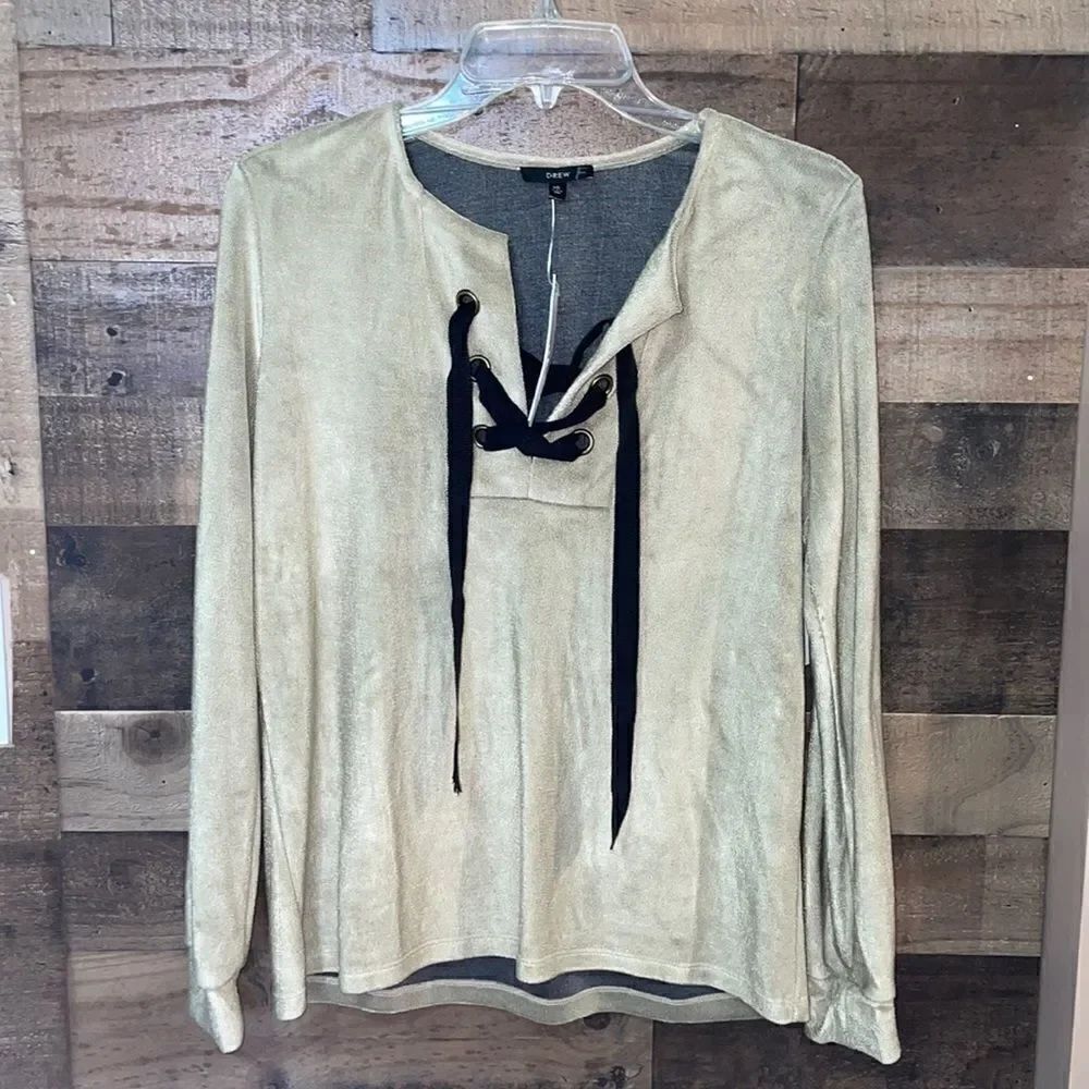 Anthropologie Drew Pullover Sweatshirt with Ribbon Tie Detail, NWT
